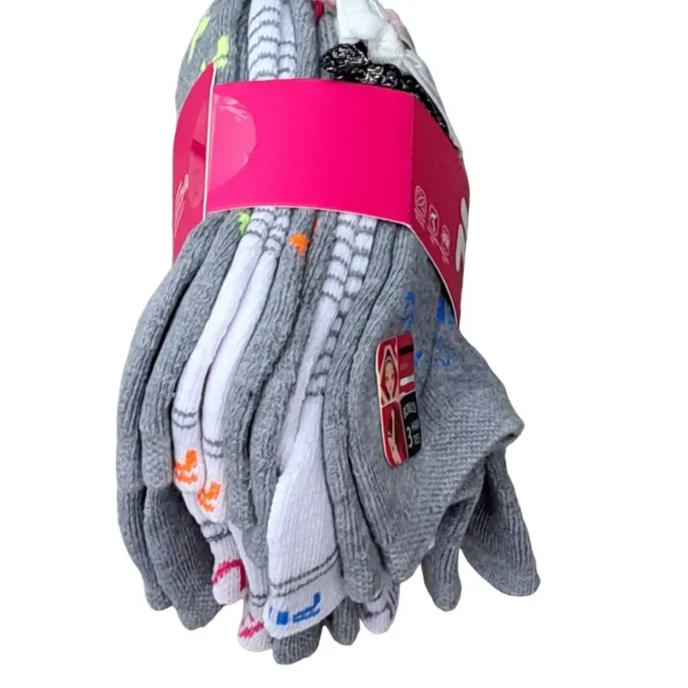 NWT Fila 10 Pairs Comfort Knit Soft Socks Bonus 3 Hair Ties Girls 7 to 10 Shoe